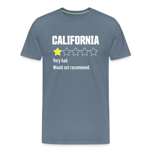 Review of California - Very bad. Would not recommend Funny Men's Premium T-Shirt - steel blue