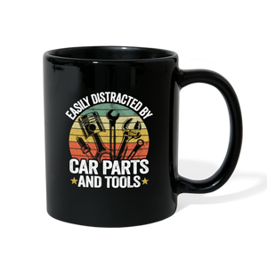 Retro Easily Distracted By Car Parts Full Color Mug - black