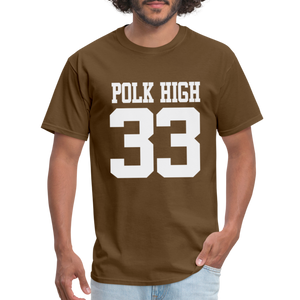 Polk High Front Print and (Back Print) Unisex Classic T-Shirt - brown