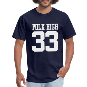 Polk High Front Print and (Back Print) Unisex Classic T-Shirt - navy