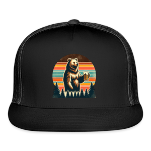 Funny Bear with Beer Trucker Cap - black/black