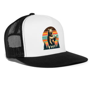 Funny Bear with Beer Trucker Cap - white/black