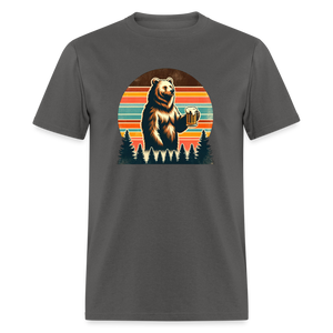 Funny Bear with Beer Classic T-Shirt - charcoal