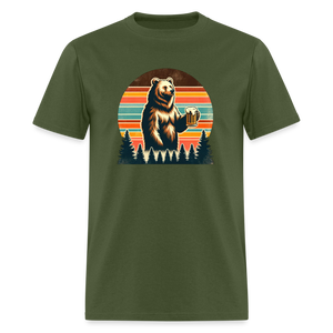 Funny Bear with Beer Classic T-Shirt - military green
