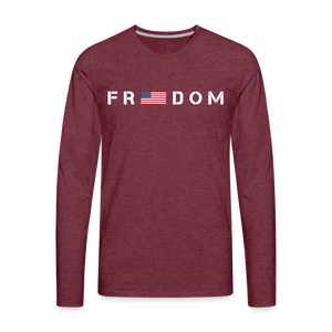 Freedom USA Flag Men's Premium Long Sleeve T-Shirt - heather burgundy