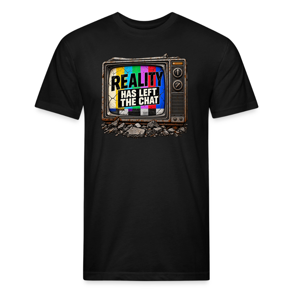 Reality Has Left the Chat – Men's Fitted Retro TV Graphic T-Shirt - black