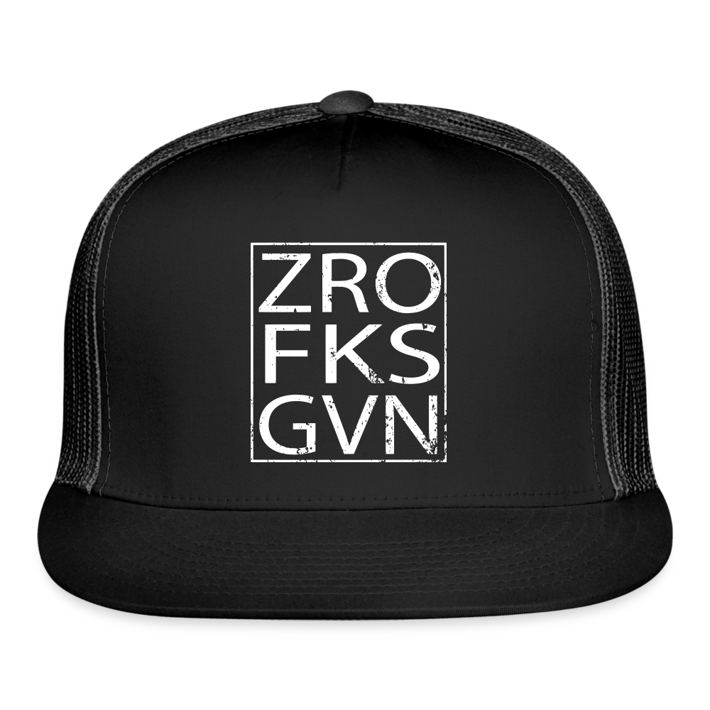 Zero Fucks Given Trucker Hat - black/black