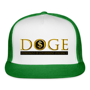 DOGE Department of Government Efficiency Trucker Hat - white/kelly green