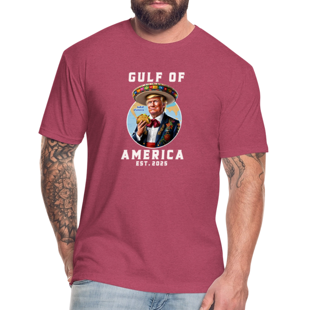 Gulf of America Funny Fitted Cotton/Poly T-Shirt by Next Level - heather burgundy