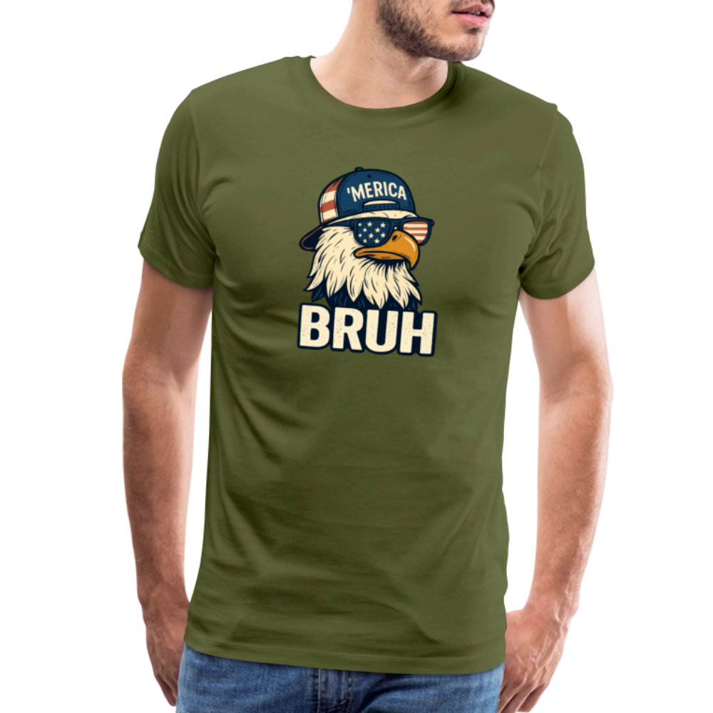 Funny Bruh Patriotic Eagle Men's Premium T-Shirt - olive green