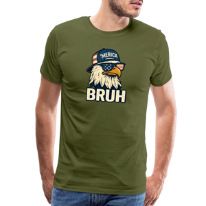 Funny Bruh Patriotic Eagle Men's Premium T-Shirt - olive green