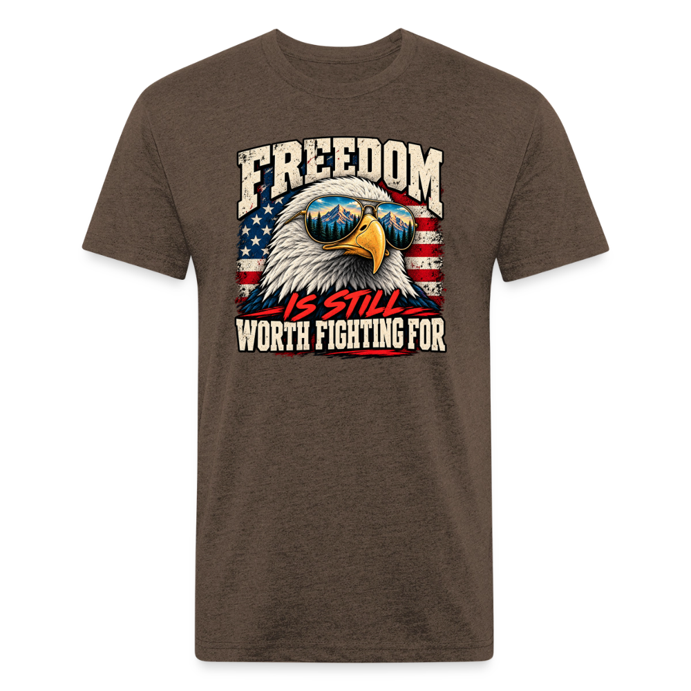 Freedom Is Still Worth Fighting For – Men's Fitted Patriotic T-Shirt - heather espresso