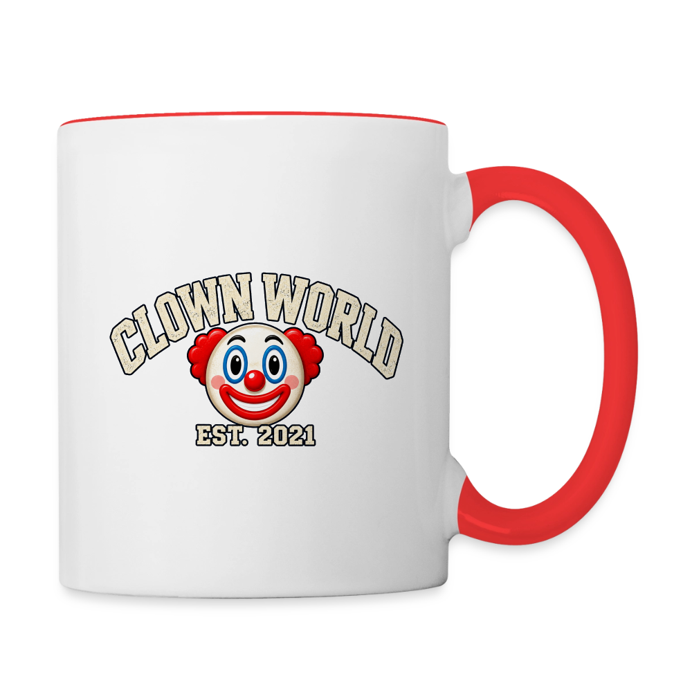 Clown World Est. 2021 Red Accent Mug - white/red