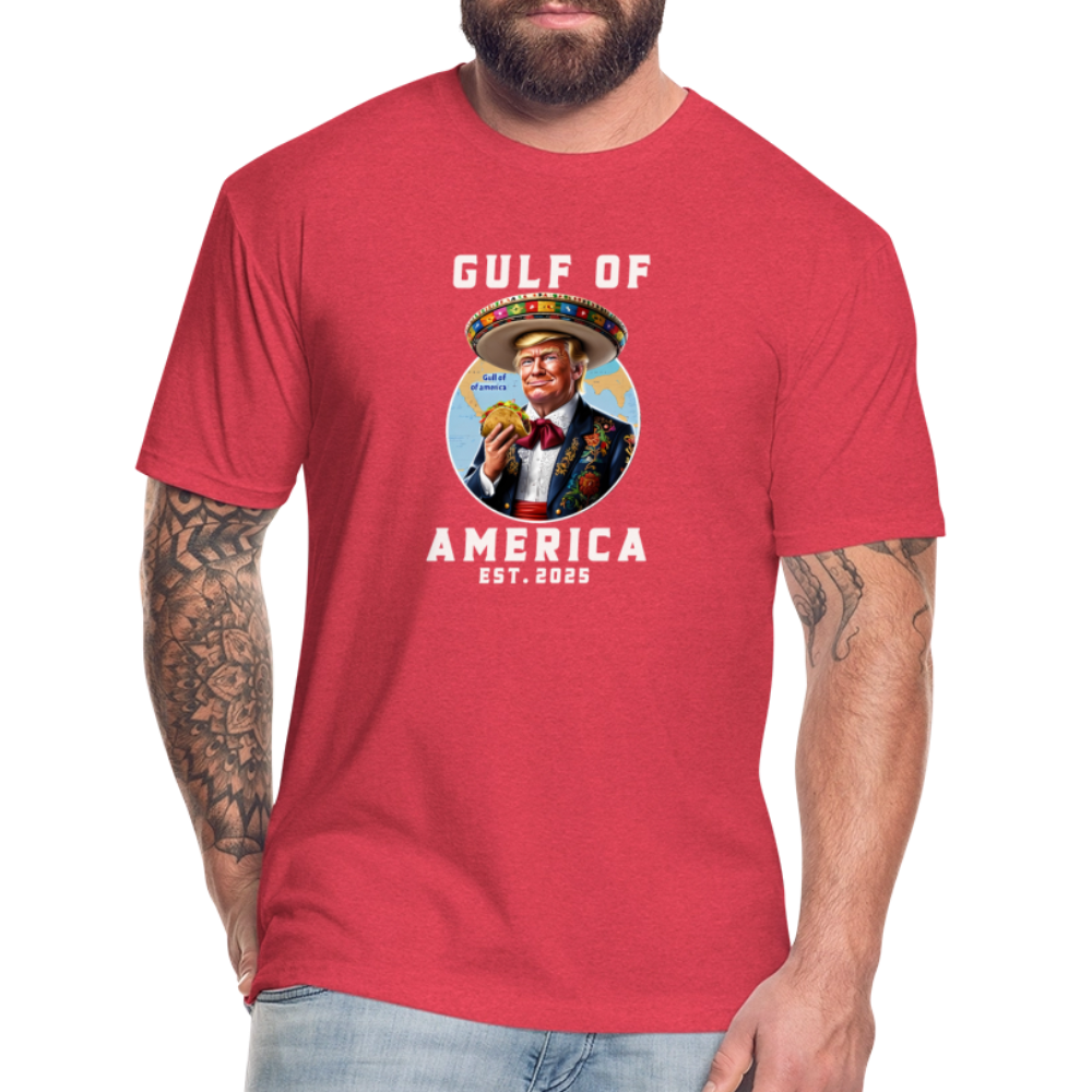 Gulf of America Funny Fitted Cotton/Poly T-Shirt by Next Level - heather red