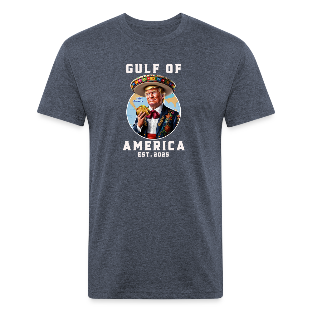 Gulf of America Funny Fitted Cotton/Poly T-Shirt by Next Level - heather navy