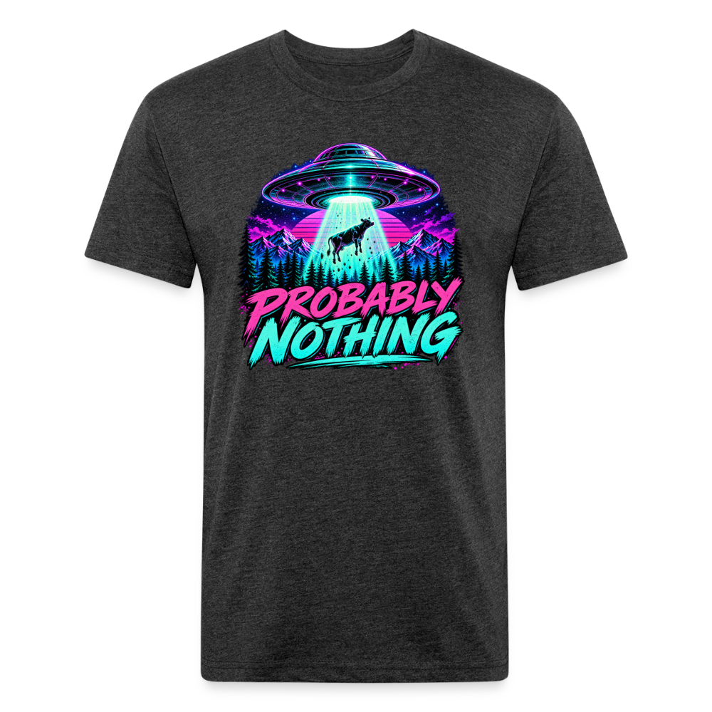Probably Nothing UFO Alien Abduction – Men's Fitted Graphic T-Shirt - heather black