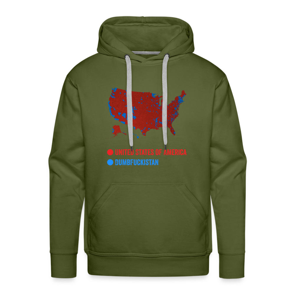 Election Map United States of America & Dumbfuckistan Funny Men’s Premium Hoodie - olive green