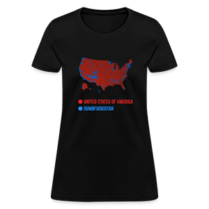 Election Map United States of America & Dumbfuckistan Funny Women's T-Shirt - black