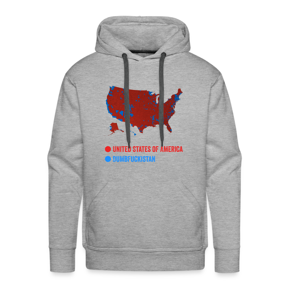 Election Map United States of America & Dumbfuckistan Funny Men’s Premium Hoodie - heather grey