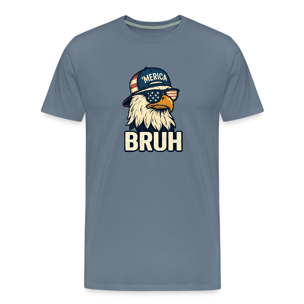 Funny Bruh Patriotic Eagle Men's Premium T-Shirt - steel blue