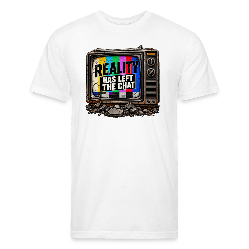 Reality Has Left the Chat – Men's Fitted Retro TV Graphic T-Shirt - white