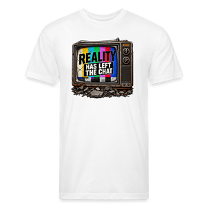 Reality Has Left the Chat – Men's Fitted Retro TV Graphic T-Shirt - white