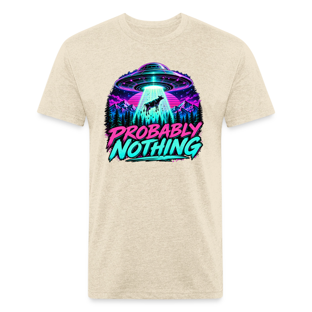 Probably Nothing UFO Alien Abduction – Men's Fitted Graphic T-Shirt - heather cream