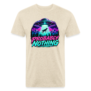 Probably Nothing UFO Alien Abduction – Men's Fitted Graphic T-Shirt - heather cream