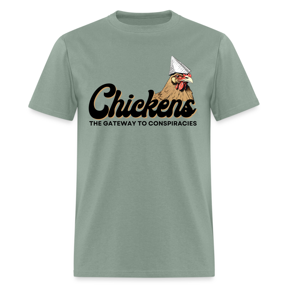 Chickens The Gateway To Conspiracies Funny Classic T-Shirt - sage