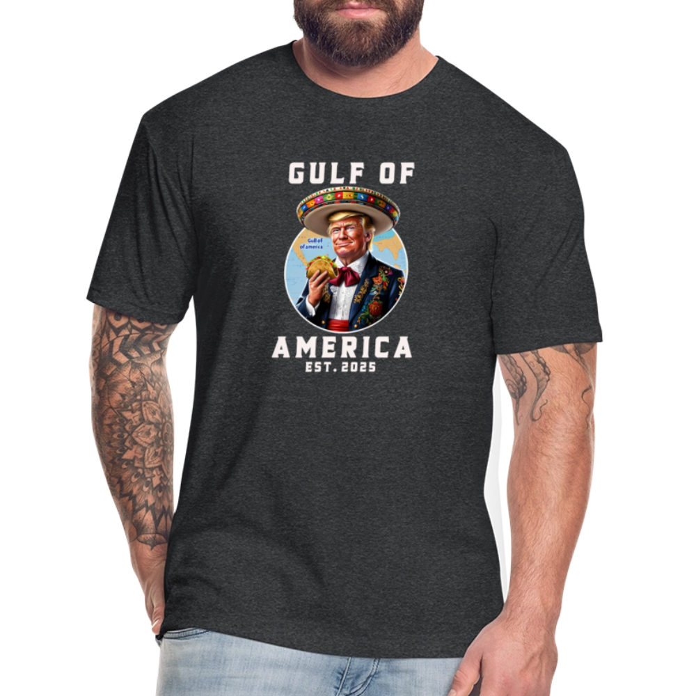 Gulf of America Funny Fitted Cotton/Poly T-Shirt by Next Level - heather black