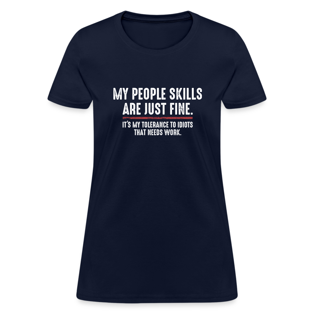 My People Skills Are Just Fine Funny Women's T-Shirt - navy