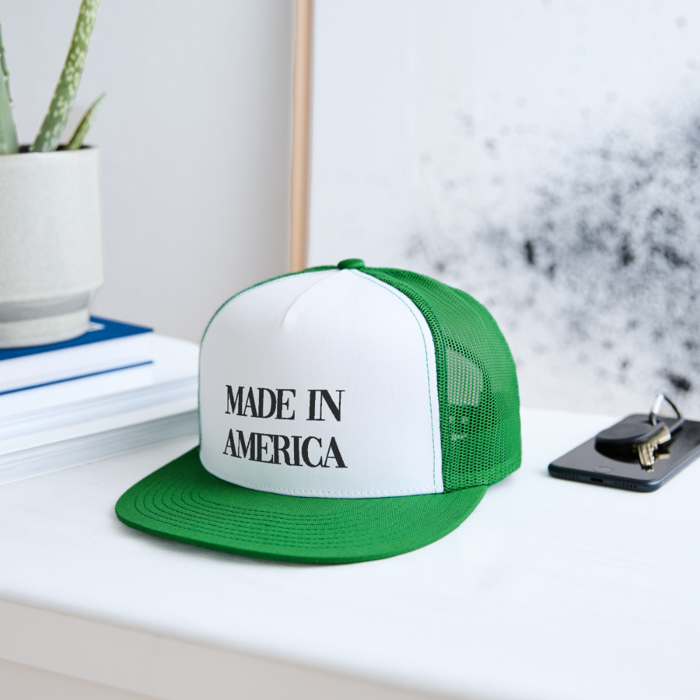 Made In America Trucker Hat - white/kelly green