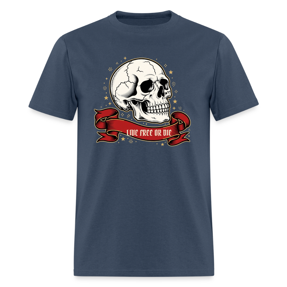 Live Free or Die Skull Classic T-Shirt -  blue dusk