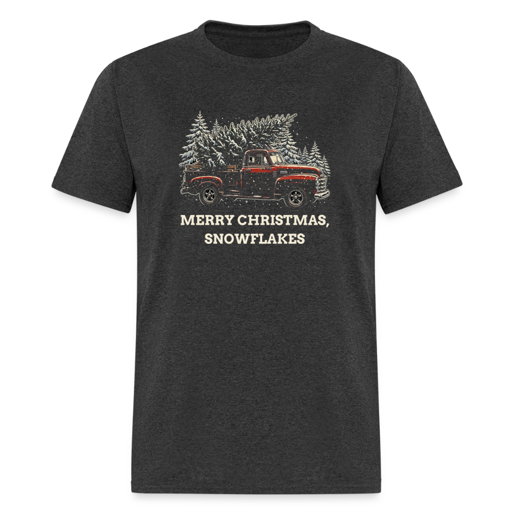 Merry Christmas, Snowflakes Vintage Truck Classic T-Shirt - heather black