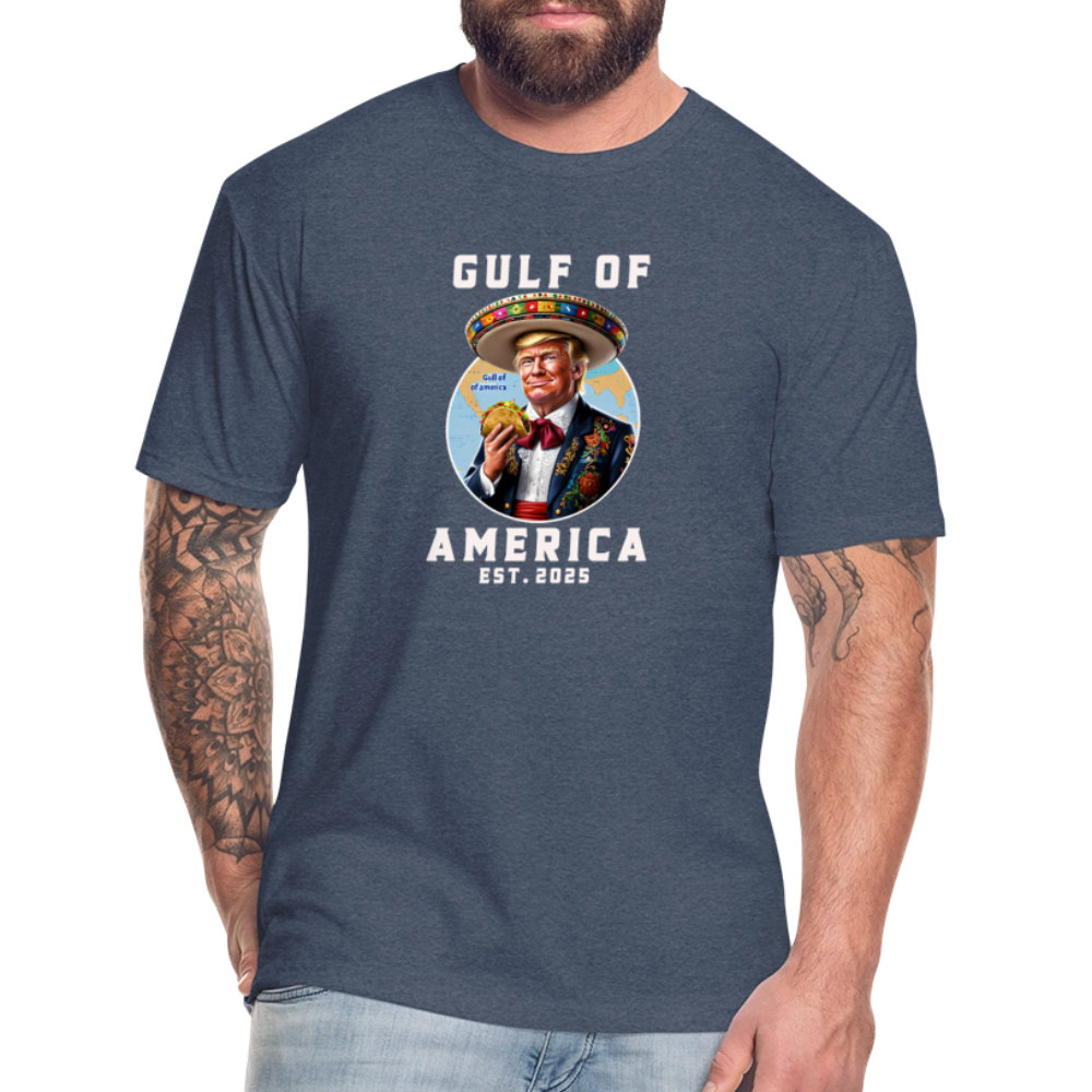 Gulf of America Funny Fitted Cotton/Poly T-Shirt by Next Level - heather navy