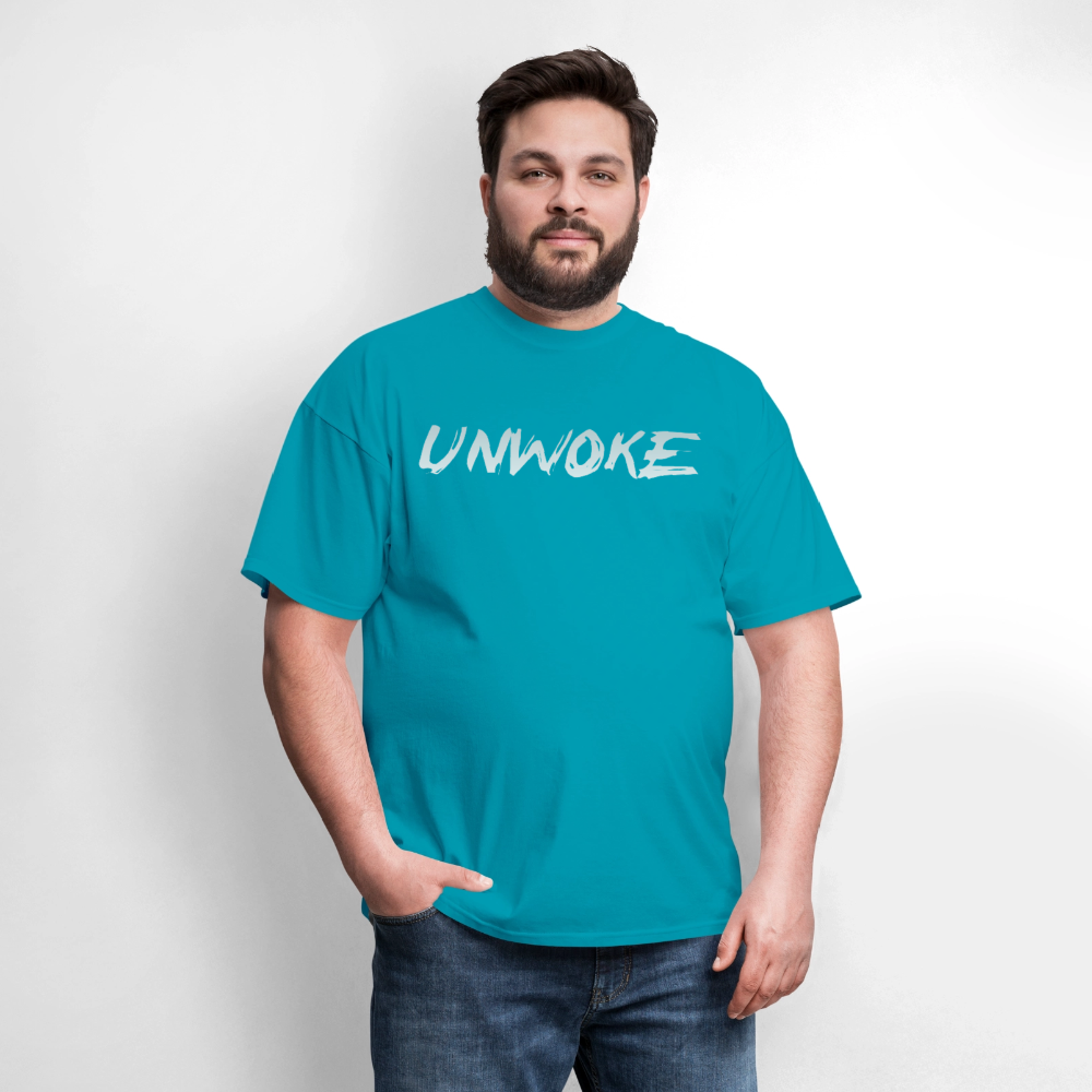 UNWOKE - Anti Woke Classic T-Shirt - turquoise