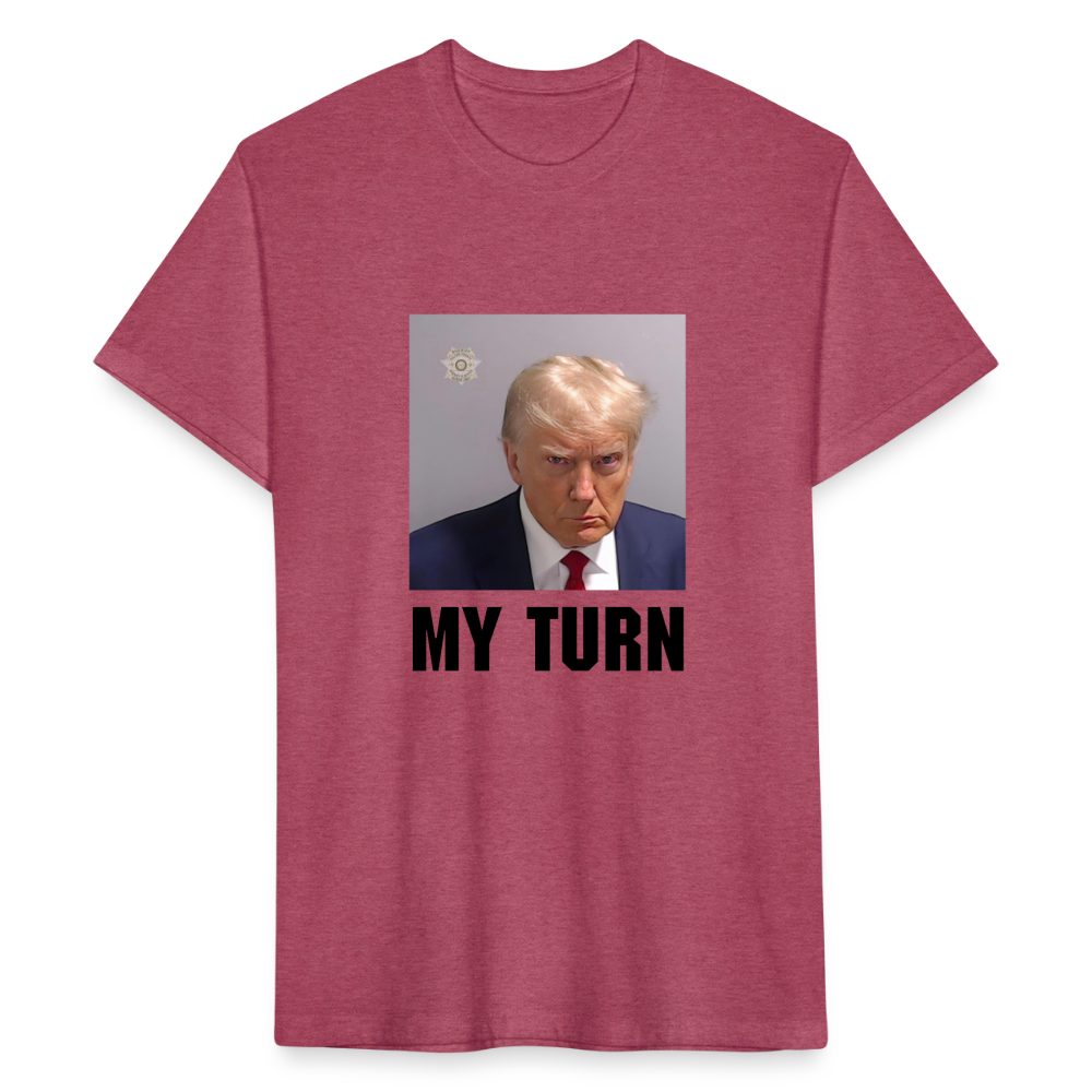 Trump Mugshot - My Turn Fitted Cotton/Poly T-Shirt by Next Level - heather burgundy