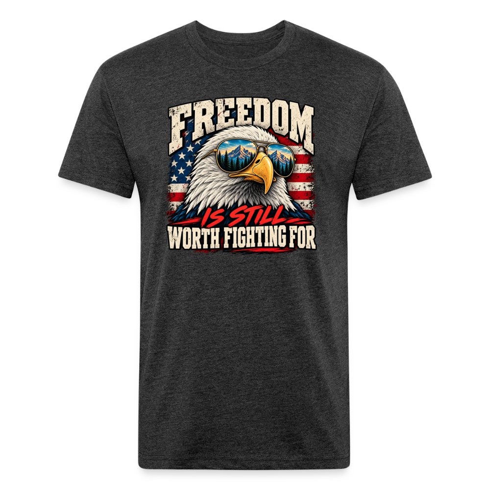 Freedom Is Still Worth Fighting For – Men's Fitted Patriotic T-Shirt - heather black