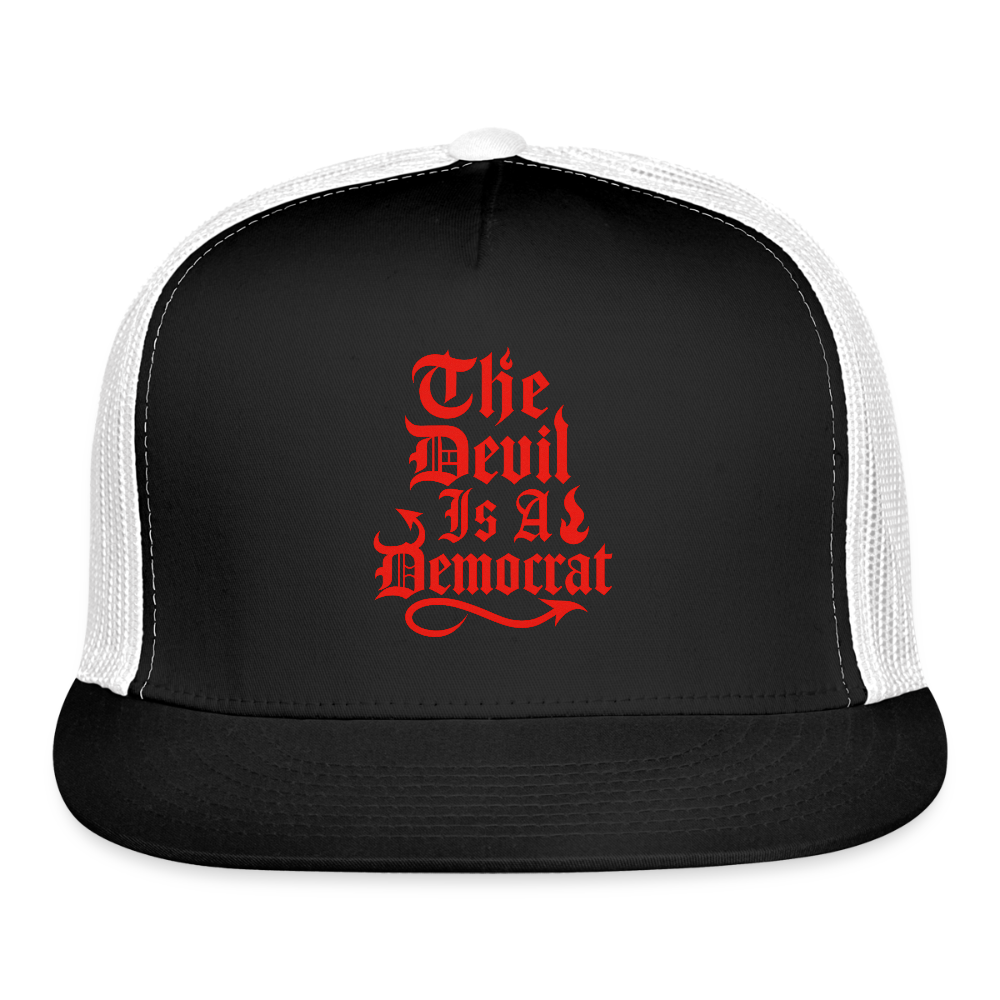 The Devil Is A Democrat Trucker Hat - black/white