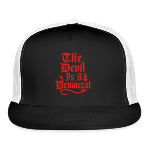 The Devil Is A Democrat Trucker Hat - black/white