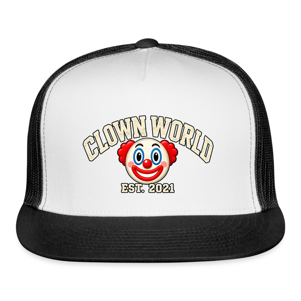 Clown World Est. 2021 Classic Trucker Hat - white/black