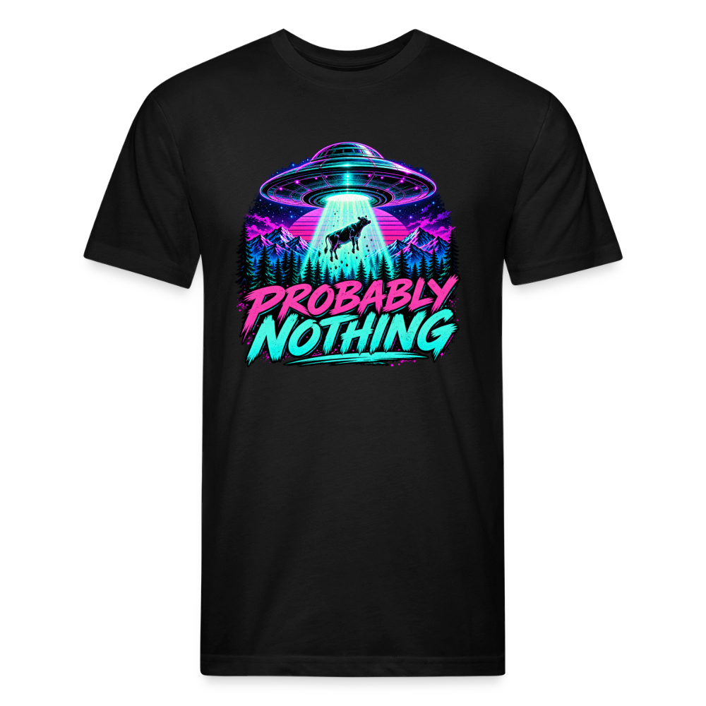 Probably Nothing UFO Alien Abduction – Men's Fitted Graphic T-Shirt - black