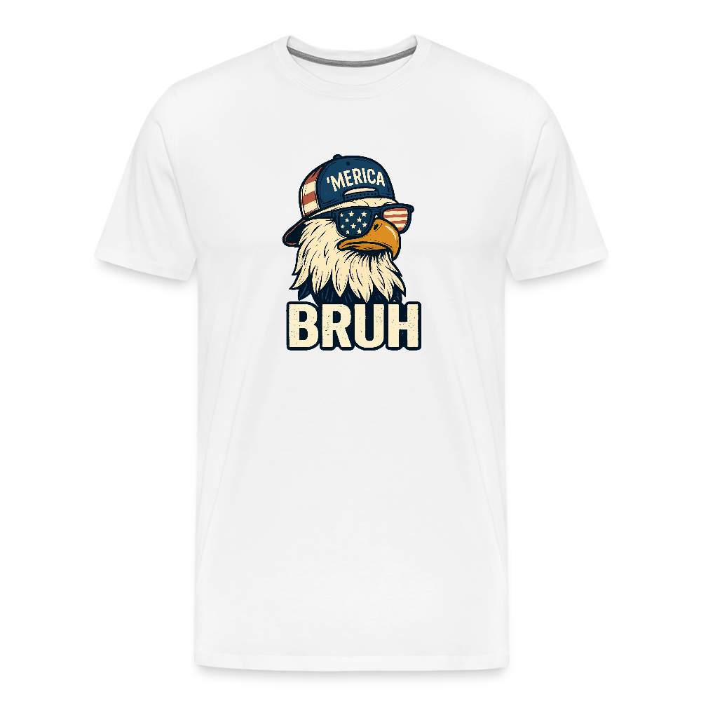 Funny Bruh Patriotic Eagle Men's Premium T-Shirt - white