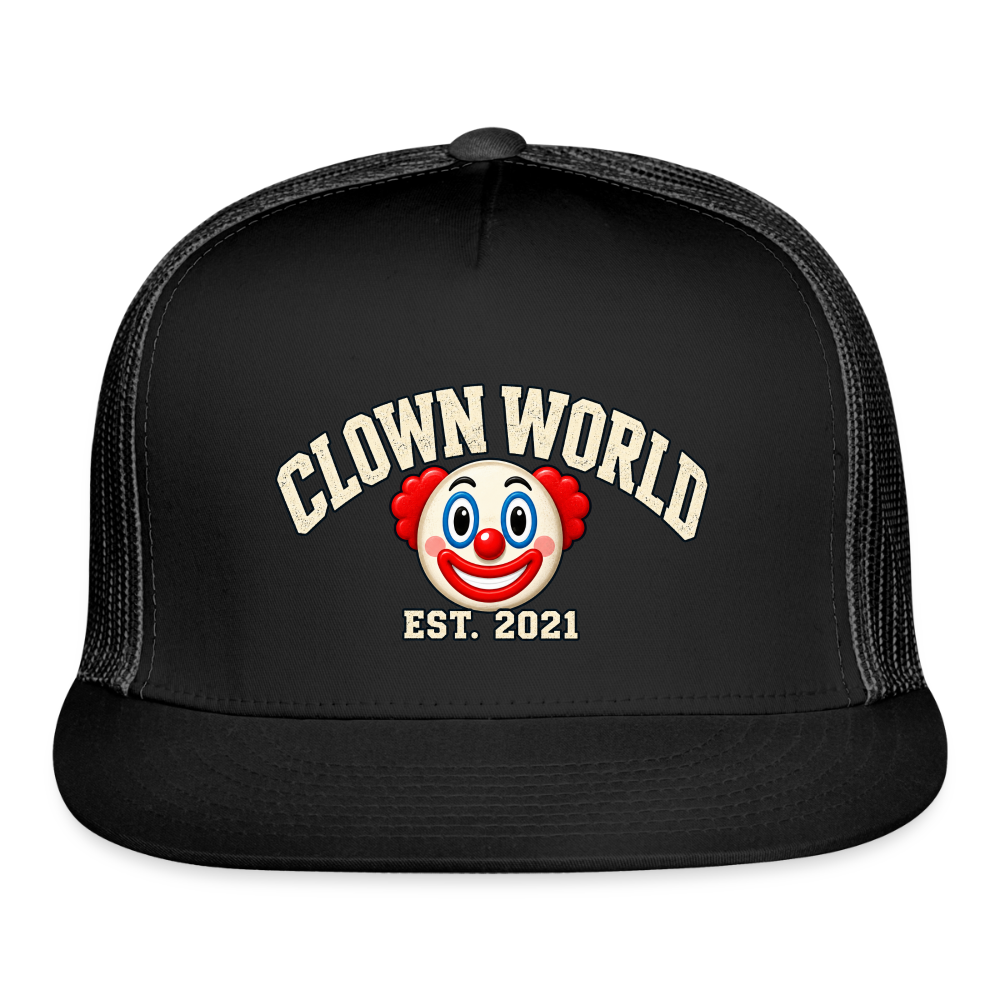 Clown World Est. 2021 Classic Trucker Hat - black/black