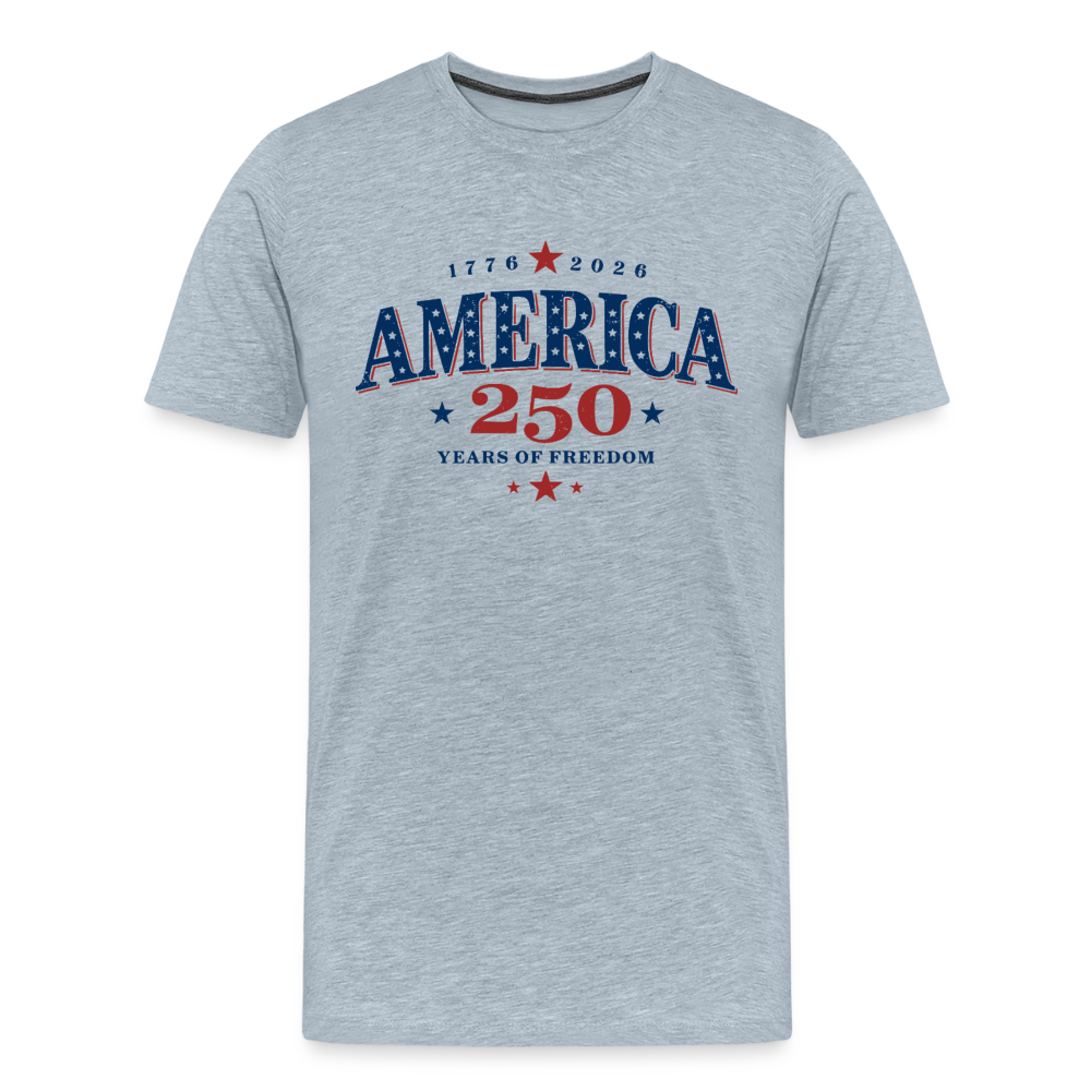 America 250 Years Freedom Retro Americana Men's Premium T-Shirt - heather ice blue