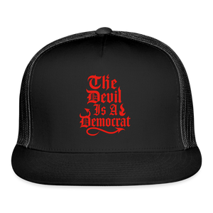 The Devil Is A Democrat Trucker Hat - black/black