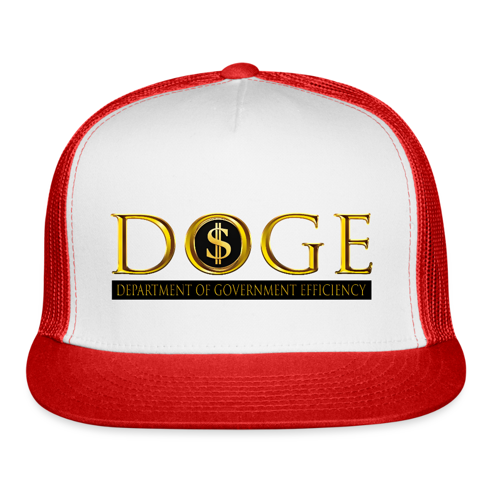 DOGE Department of Government Efficiency Trucker Hat - white/red