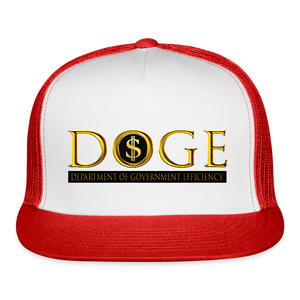 DOGE Department of Government Efficiency Trucker Hat - white/red