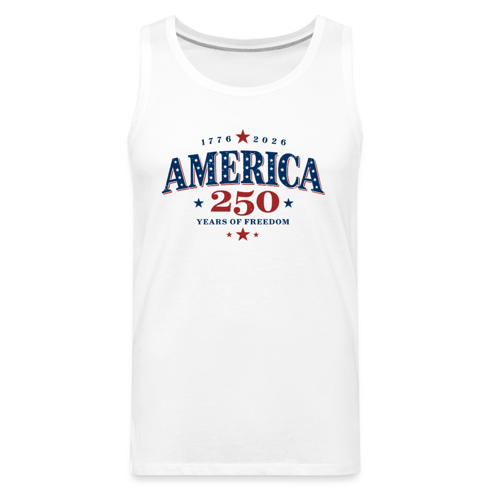 America 250 Years Freedom Retro Americana Graphic Men’s Premium Tank - white
