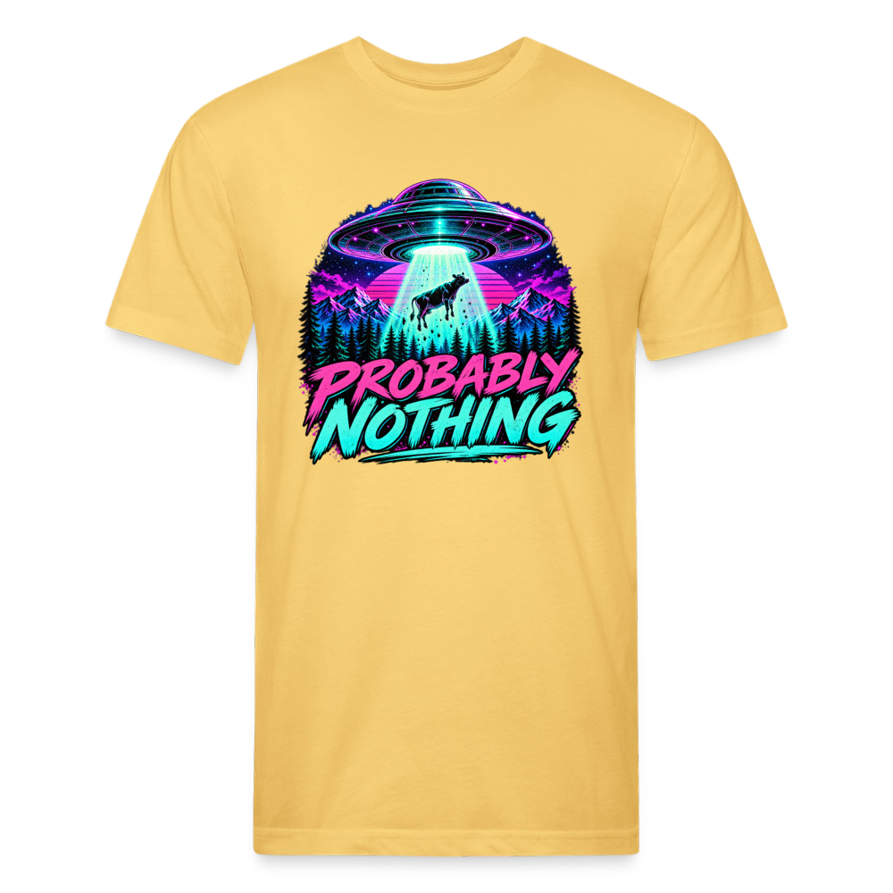 Probably Nothing UFO Alien Abduction – Men's Fitted Graphic T-Shirt - pastel yellow